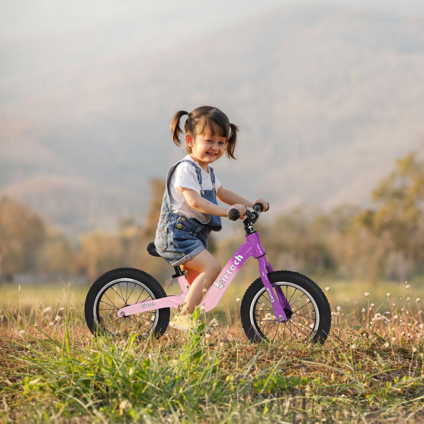 Birtech 14" Kids Balance Bike with Magnesium Alloy Frame Purple&Pink