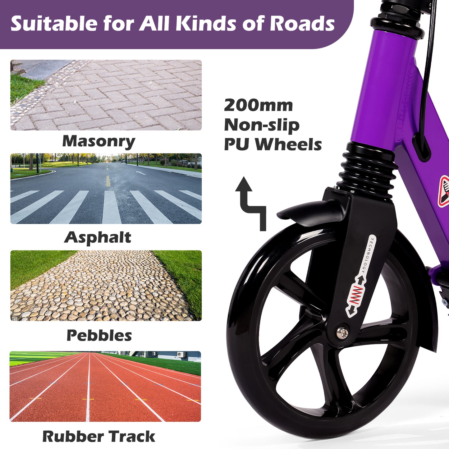 H.yeed Kick Scooter with Disc Brake Purple