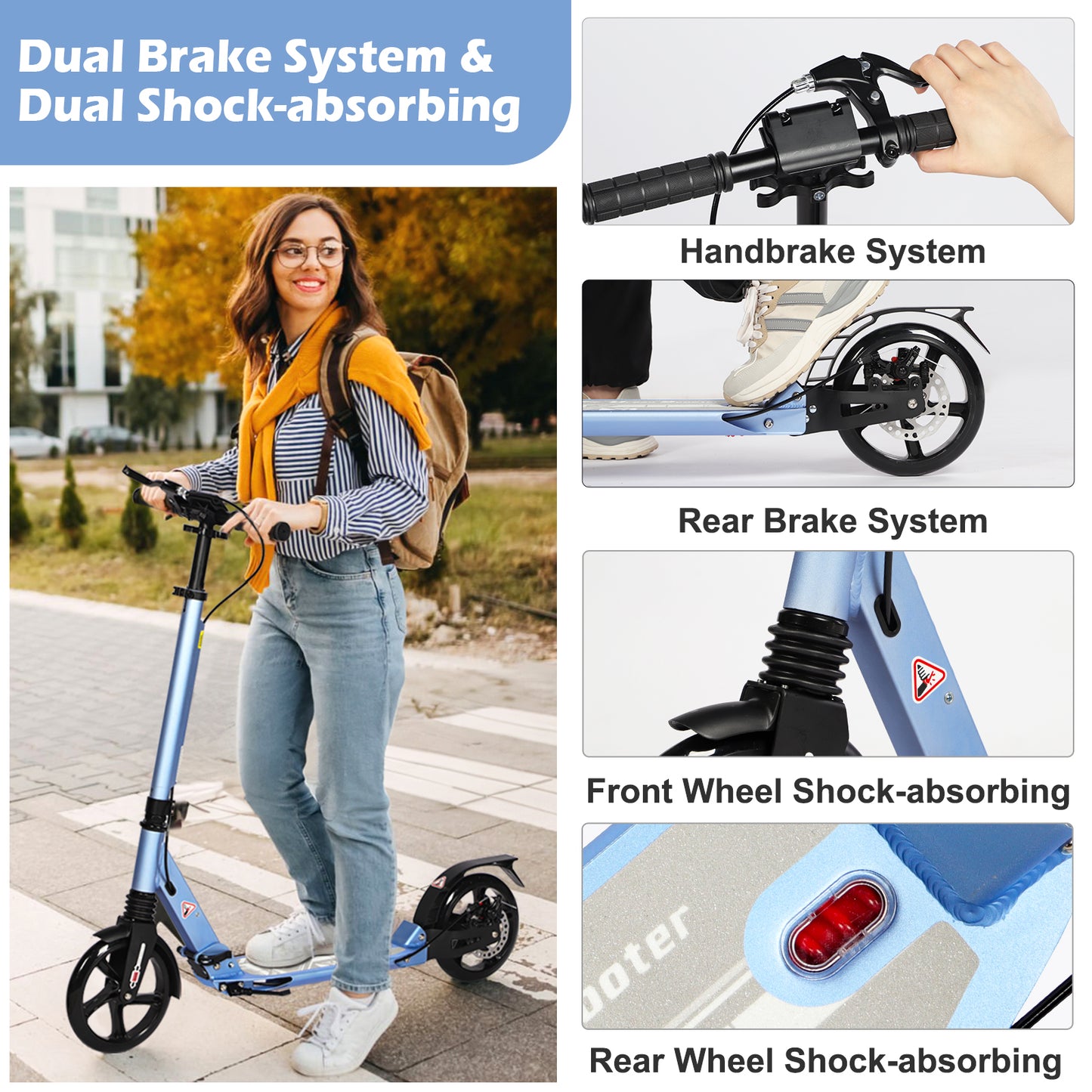H.yeed Kick Scooter with Disc Brake Blue