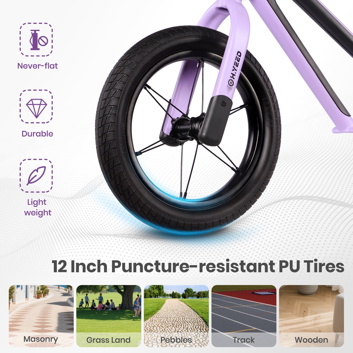 12 Inch Kids Balance Bike Purple for age 2-6 Years