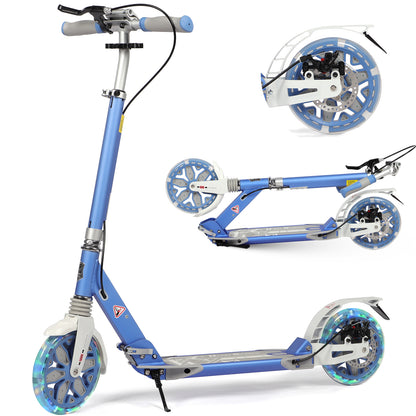 H.yeed Light Up Kick Scooter with Disc Brake Light Blue