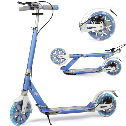 H.yeed Light Up Kick Scooter with Disc Brake Light Blue