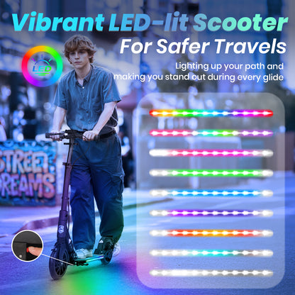 H.yeed Light Up Kick Scooter with Disc Brake Black