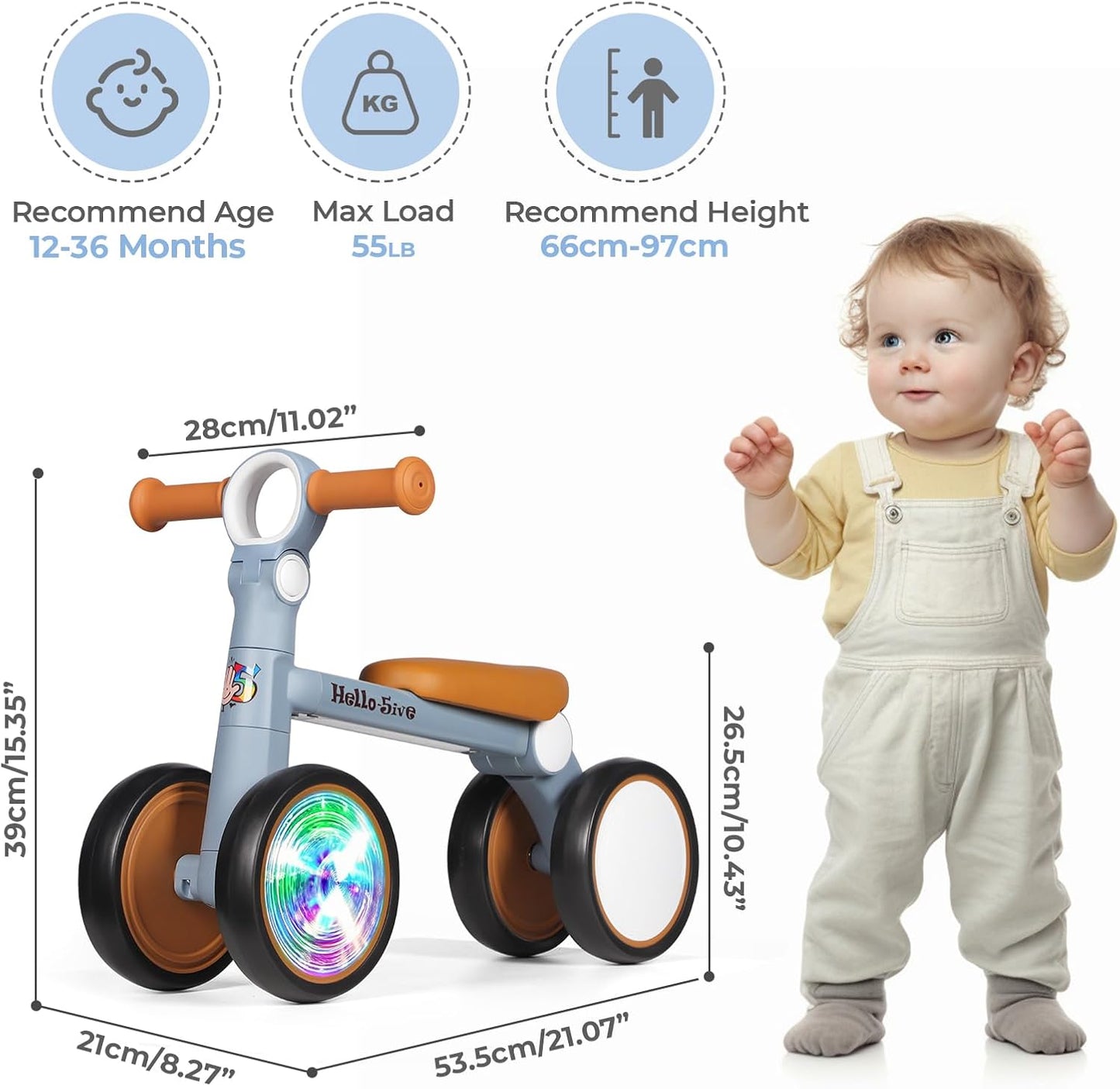 Hello-5ive Baby Balance Bike with Lighting Wheels
