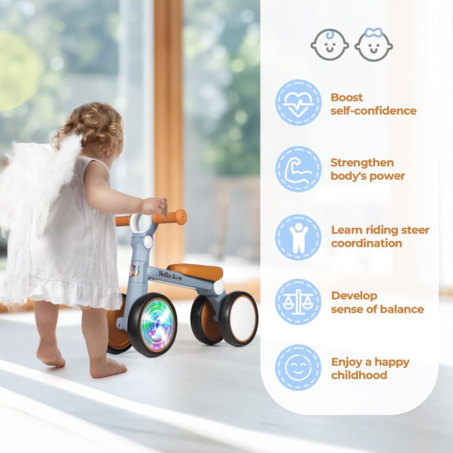 Hello-5ive Baby Balance Bike with Lighting Wheels