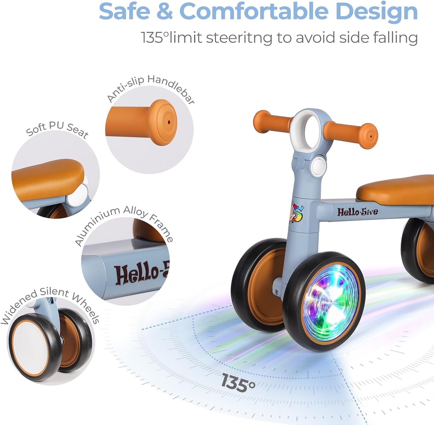 Hello-5ive Baby Balance Bike with Lighting Wheels
