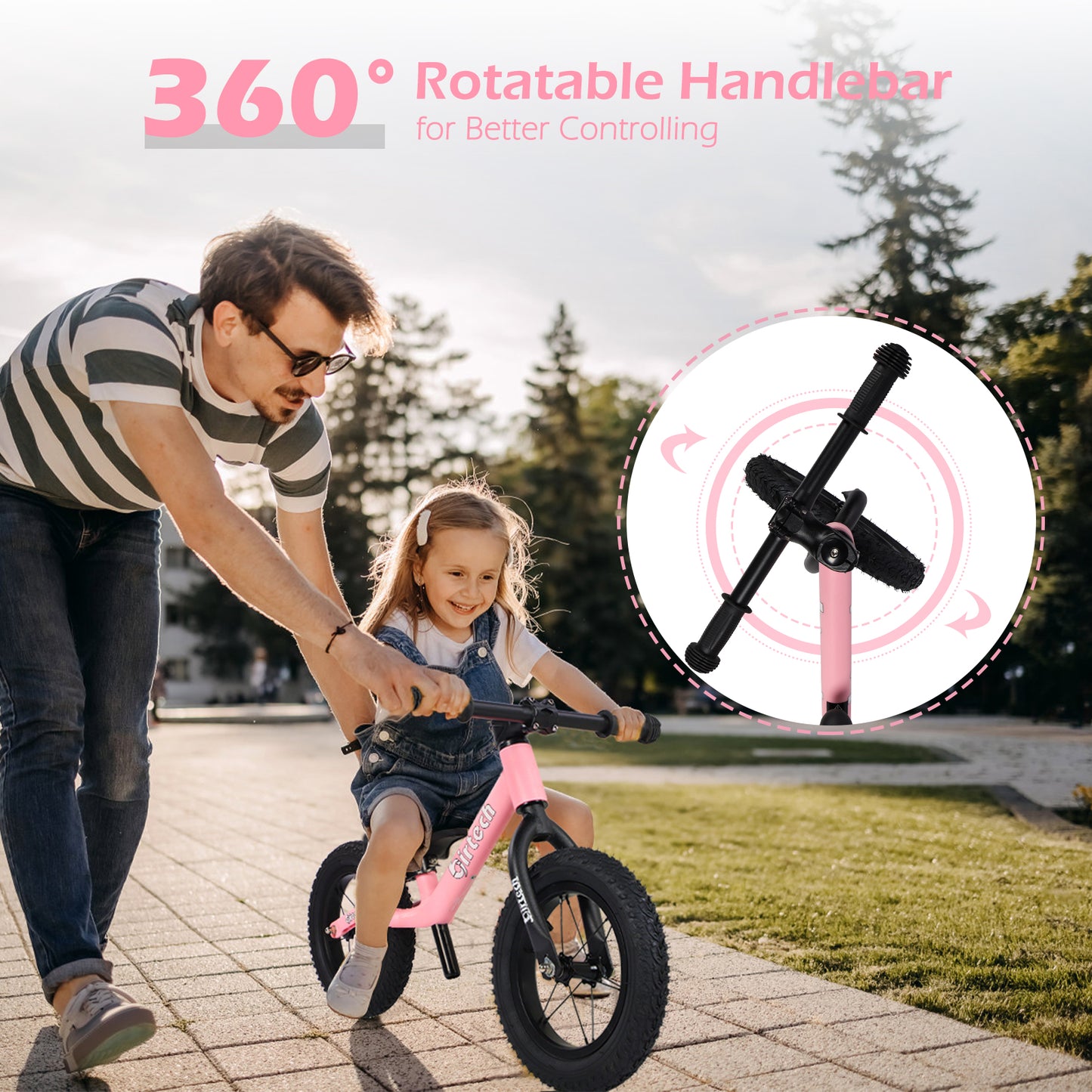 Birtech Balance Bike Lightweight 12" Nylon Frame Pink