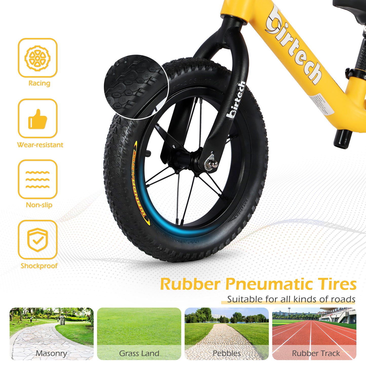 Birtech Balance Bike 12" Nylon Frame Yellow