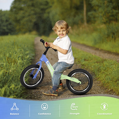 Birtech 14" Kids Balance Bike with Magnesium Alloy Frame Green&Blue