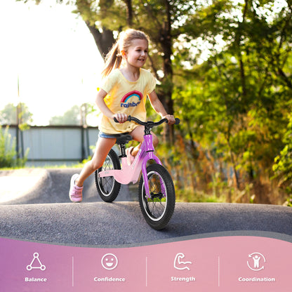 Birtech 14" Kids Balance Bike with Magnesium Alloy Frame Purple&Pink