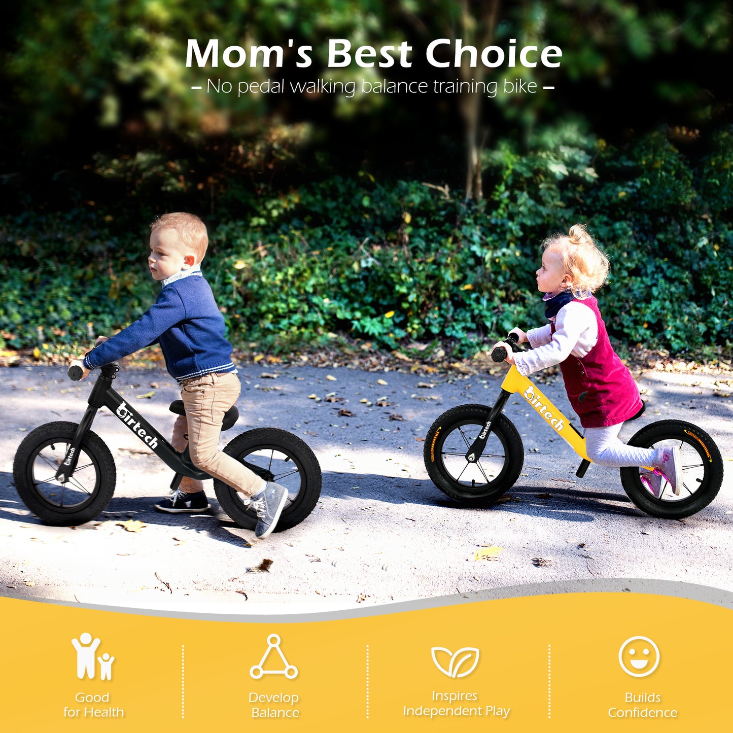Birtech Balance Bike 12" Nylon Frame Yellow