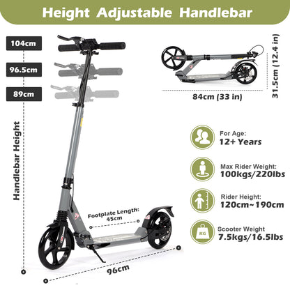 H.yeed Kick Scooter with Disc Brake Grey