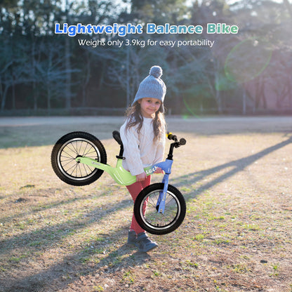 Birtech 14" Kids Balance Bike with Magnesium Alloy Frame Green&Blue