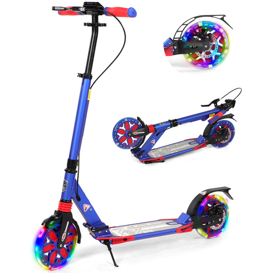 H.yeed Light Up Kick Scooter with Disc Brake Dark Blue