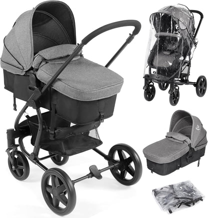 Foldable Baby Pushchair with Rain Cover and Footmuff
