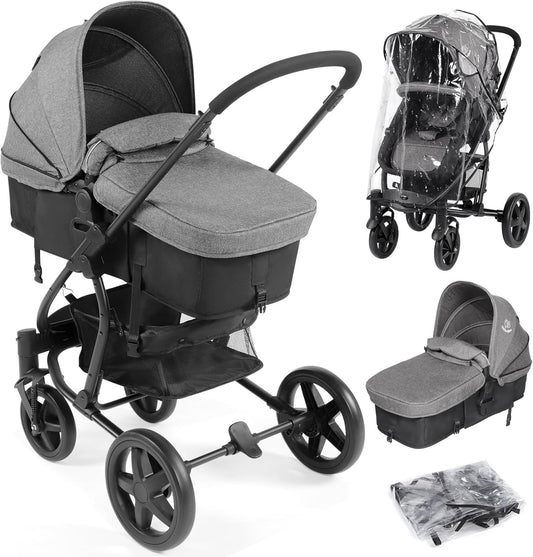 Foldable Baby Pushchair with Rain Cover and Footmuff