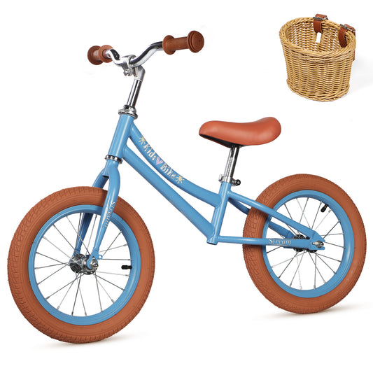 Birtech 14 Inch Kids Balance Bike with Removable Basket Blue