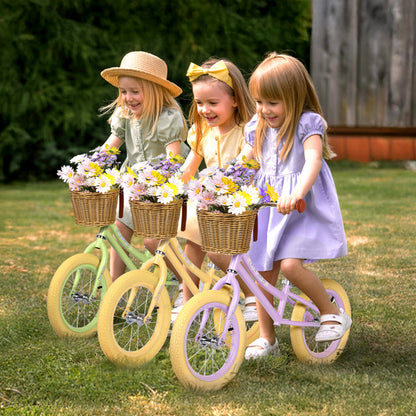 Birtech 14 Inch Kids Balance Bike with Removable Basket Light Yellow