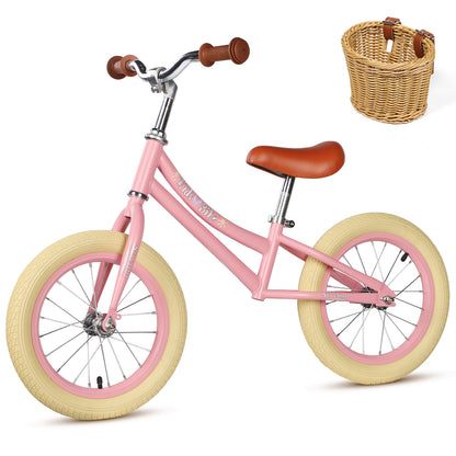 Birtech 14 Inch Kids Balance Bike with Removable Basket Pink