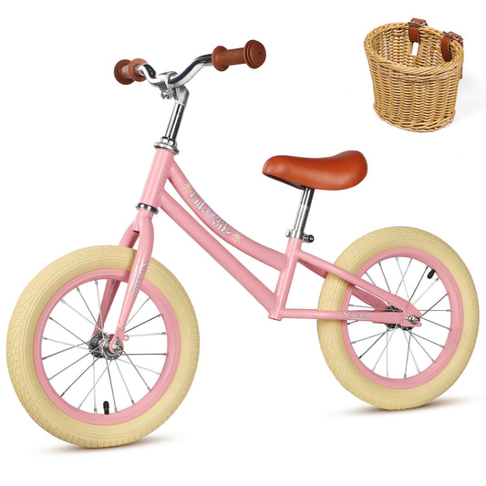 Birtech 14 Inch Kids Balance Bike with Removable Basket Pink