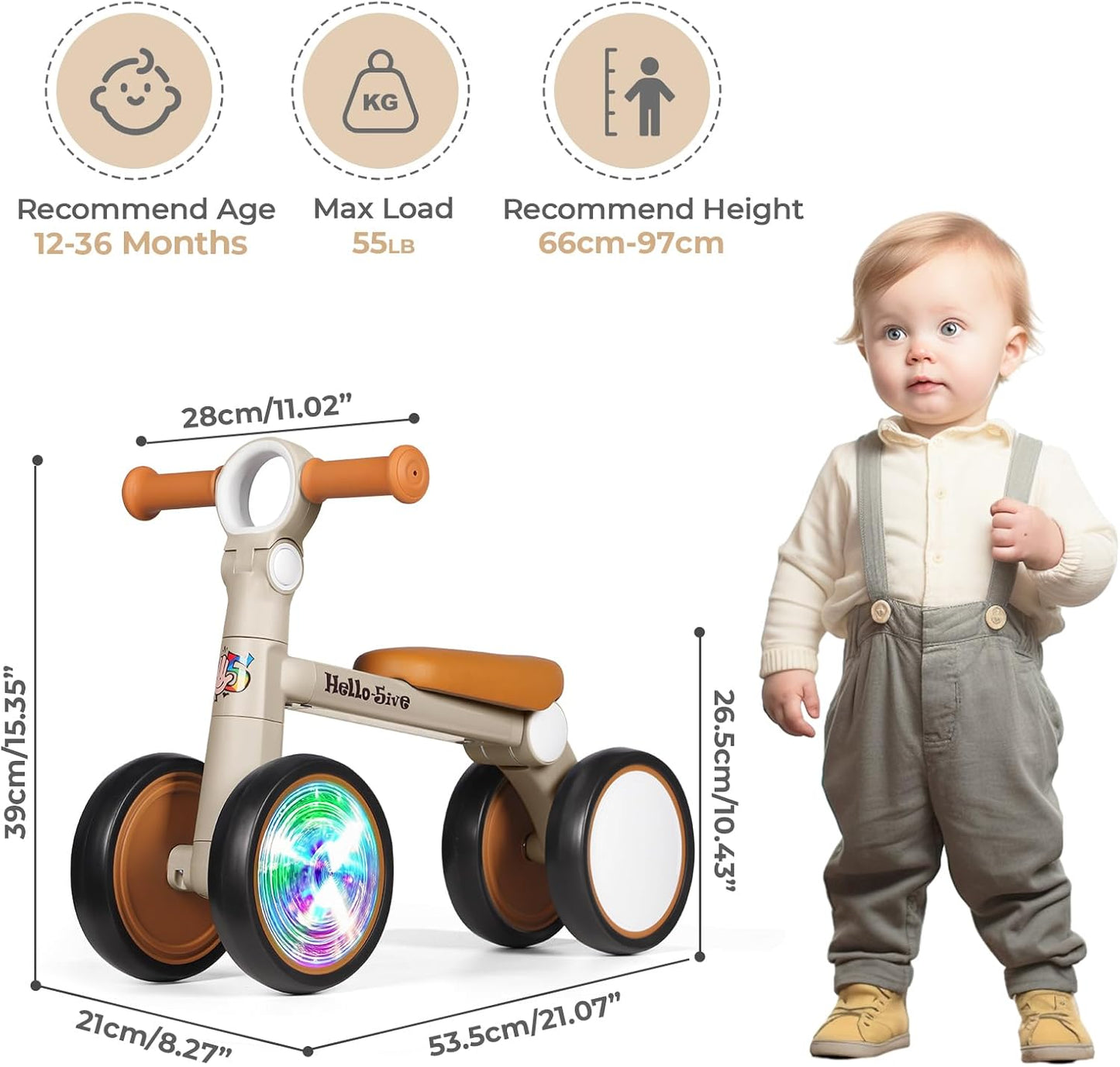 Hello-5ive Baby Balance Bike with Lighting Wheels