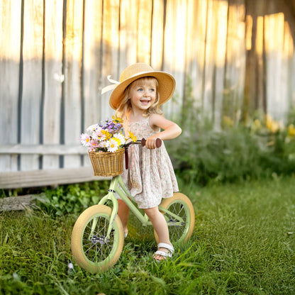 Birtech 14 Inch Kids Balance Bike with Removable Basket Green