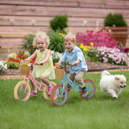 Birtech 14 Inch Kids Balance Bike with Removable Basket Pink