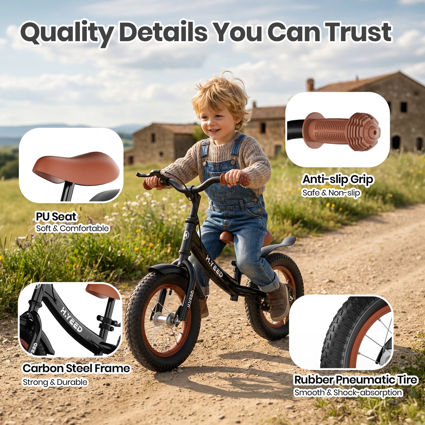 12 Inch Kids Balance Bike with Handbrake