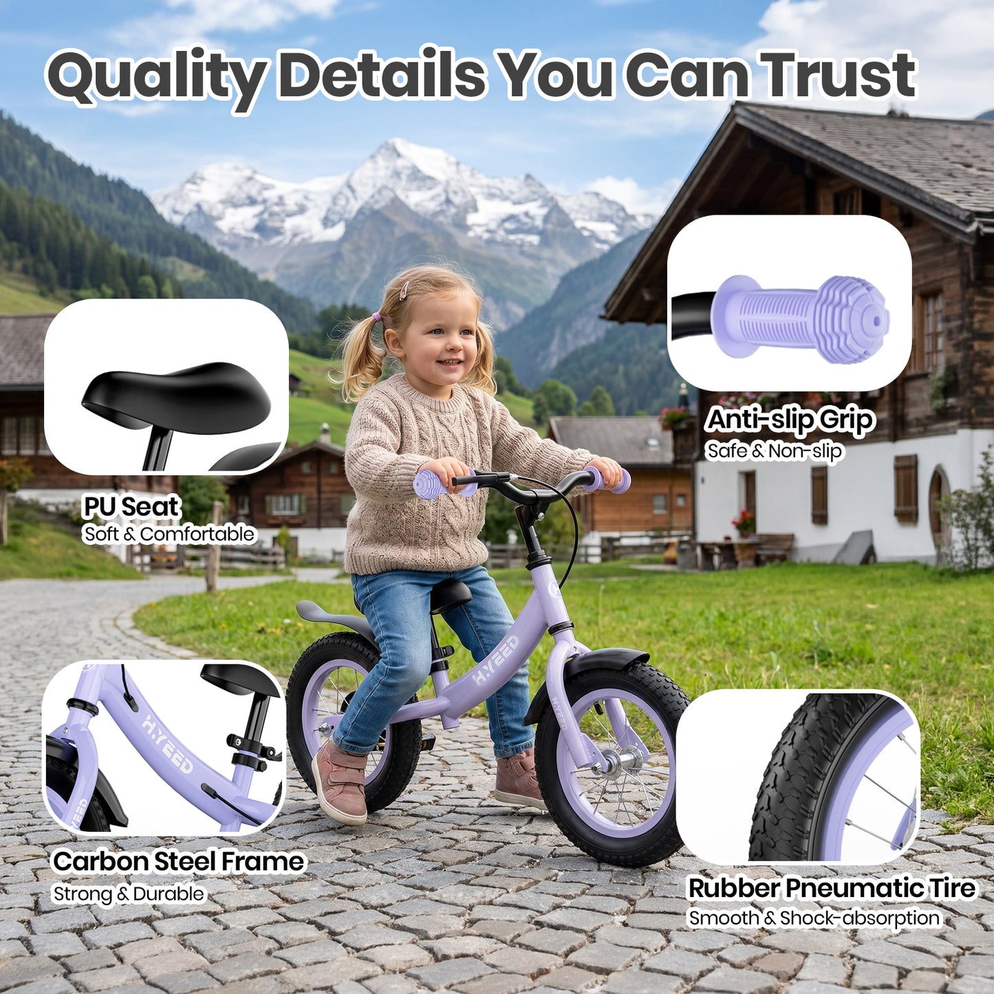 12 Inch Kids Balance Bike with Handbrake