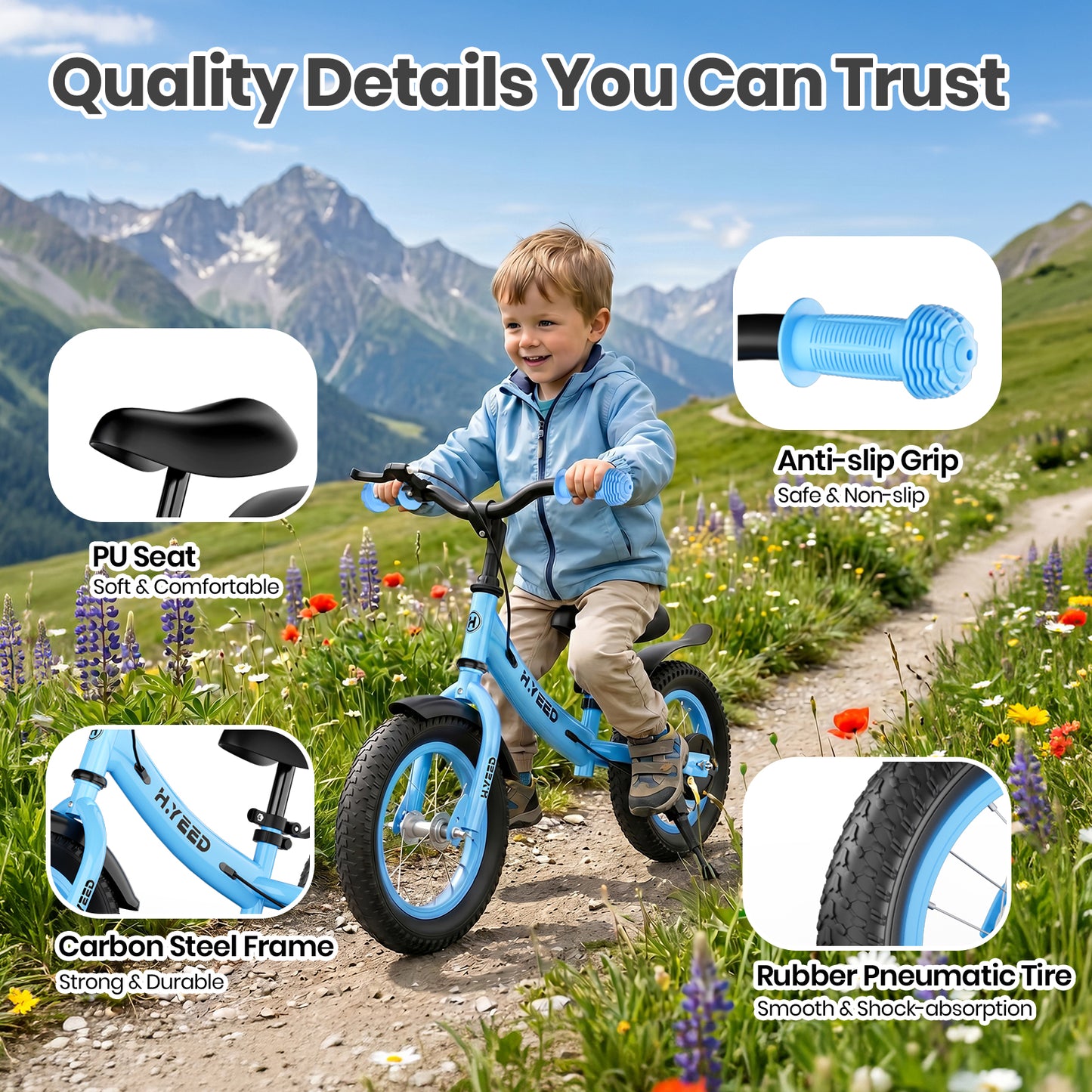 12 Inch Kids Balance Bike with Handbrake