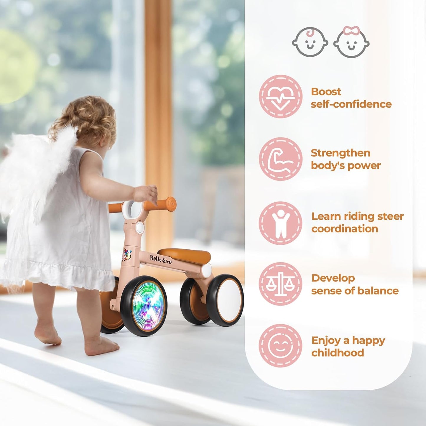 Hello-5ive Baby Balance Bike with Lighting Wheels