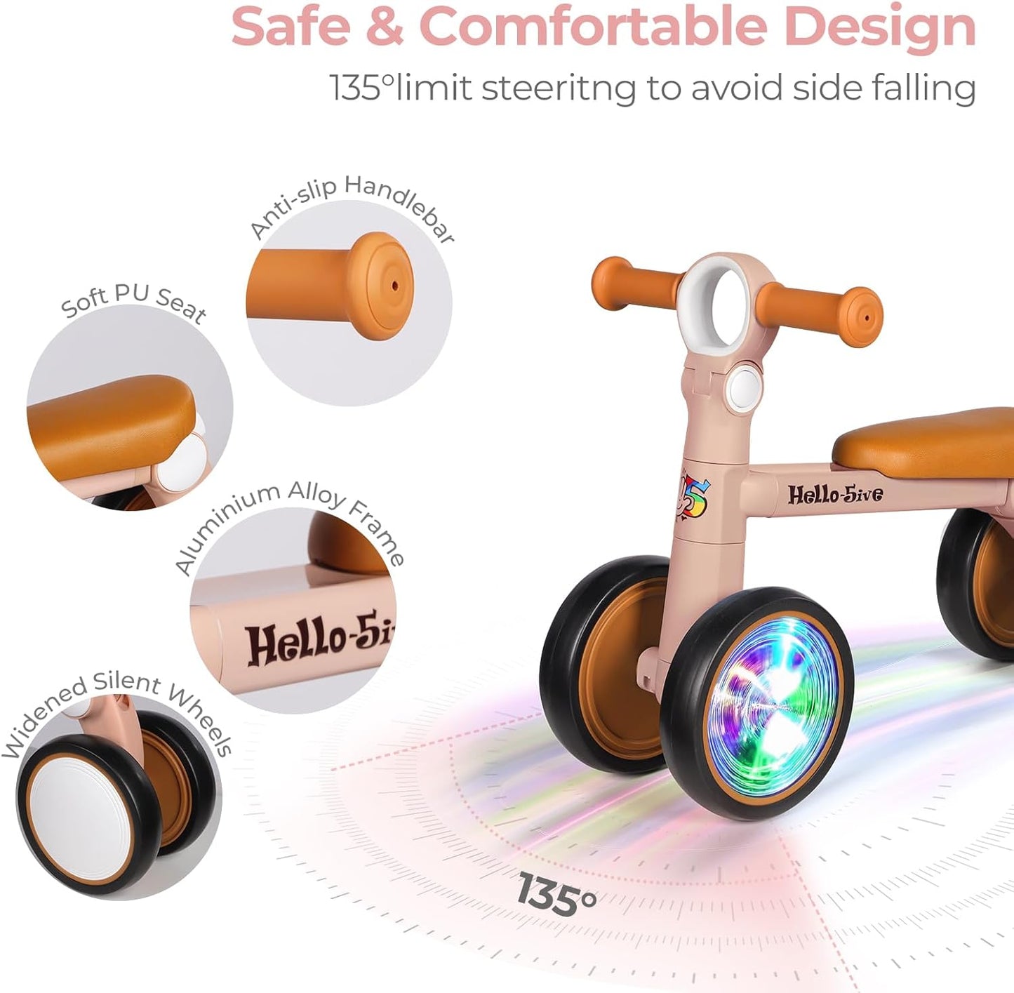 Hello-5ive Baby Balance Bike with Lighting Wheels