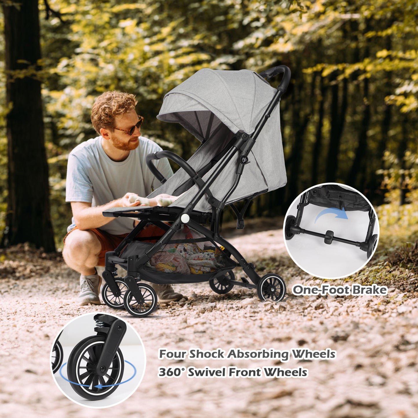 Lightweight Baby Pushchair with Adjustable Seat
