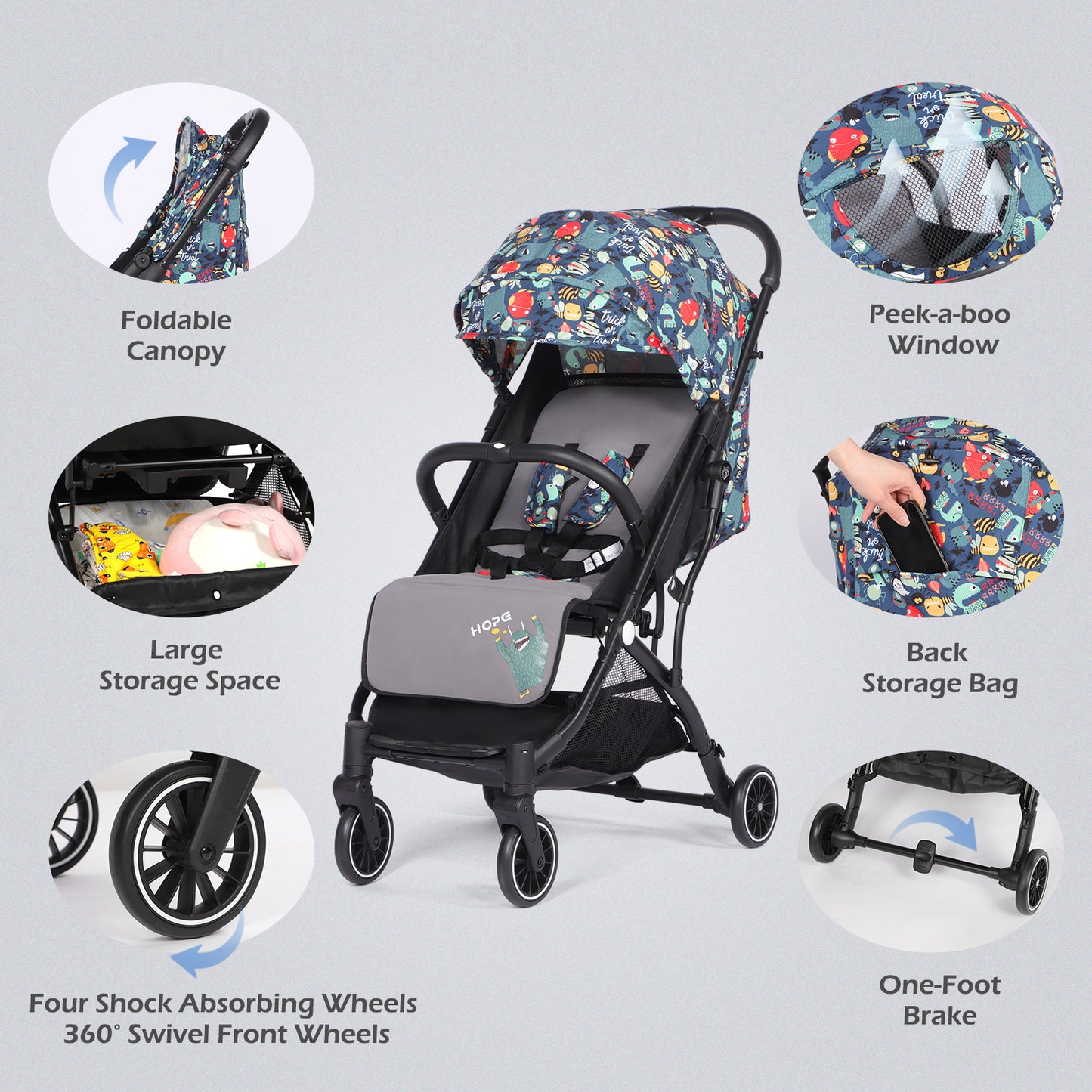 Lightweight Baby Pushchair with Adjustable Seat