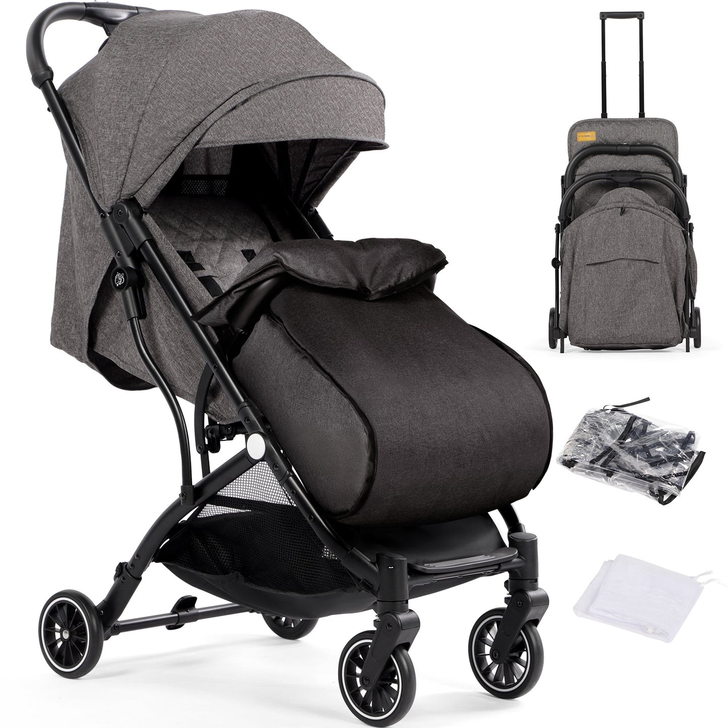 Lightweight Baby Pushchair with Footmuff