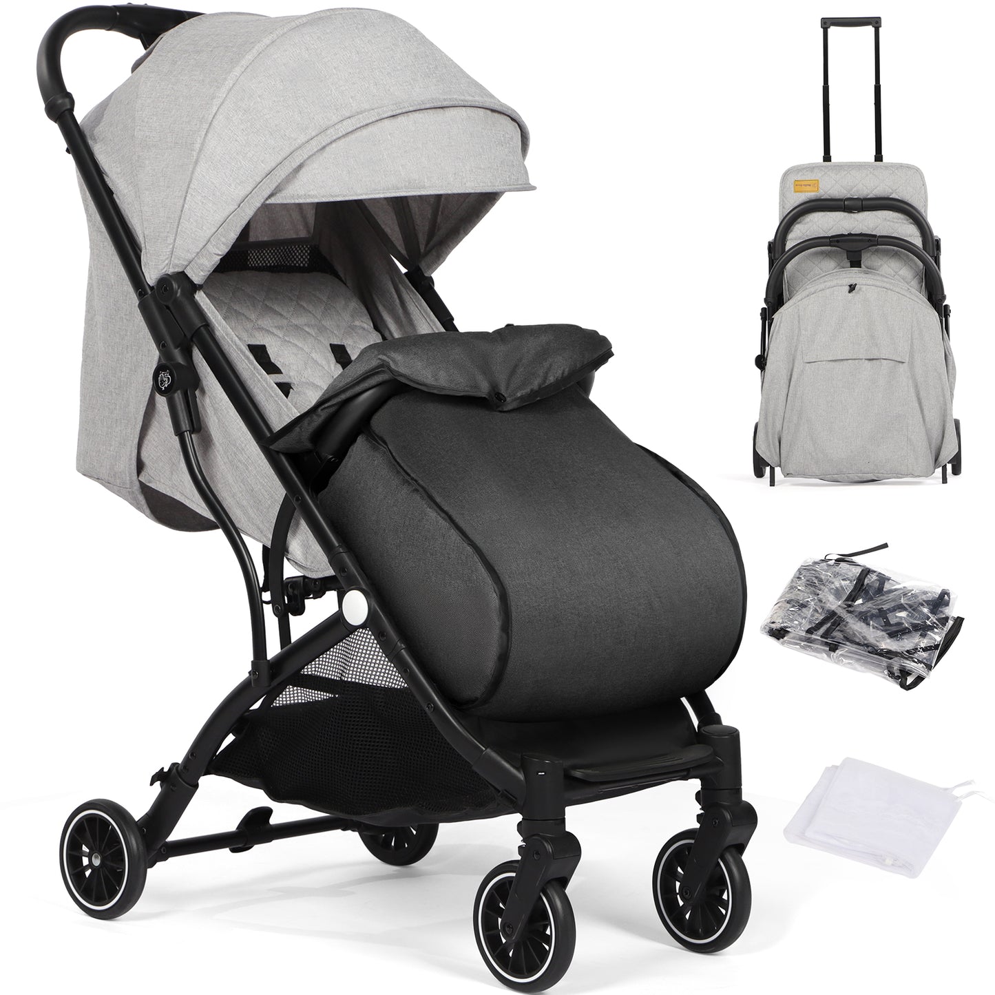 Lightweight Baby Pushchair with Footmuff