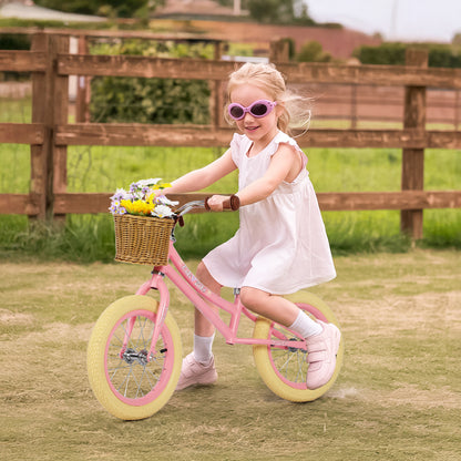 Birtech 14 Inch Kids Balance Bike with Removable Basket Pink