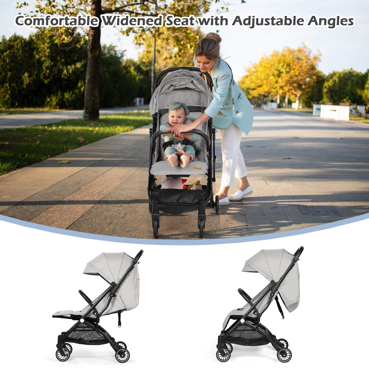 Lightweight Baby Pushchair with Adjustable Seat