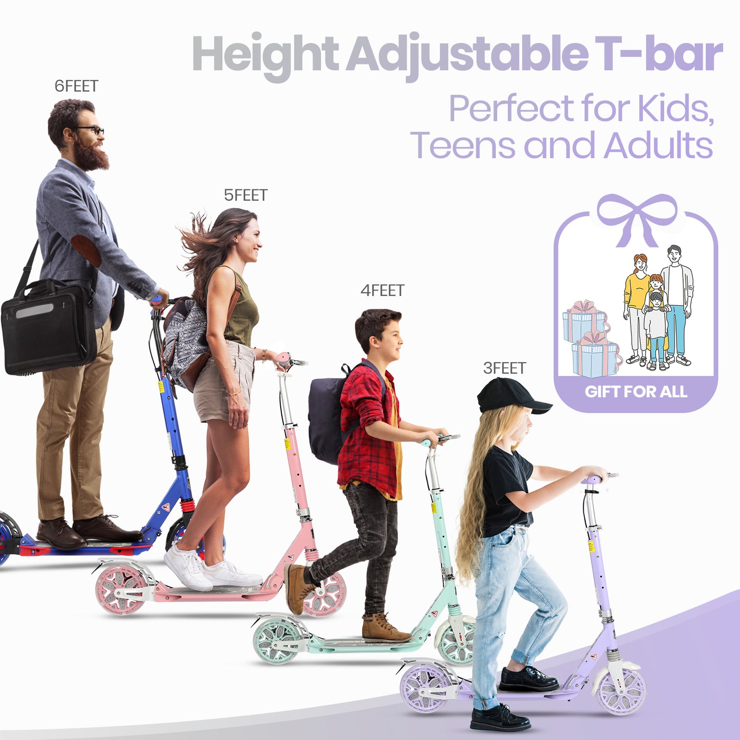 Birtech Light Up Kick Scooter with Disc Brake Light Purple