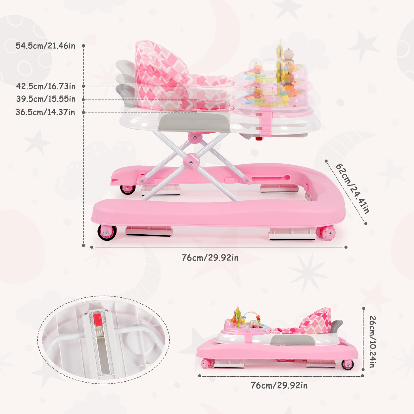 Birtech 2 in 1 Folding Baby Walker
