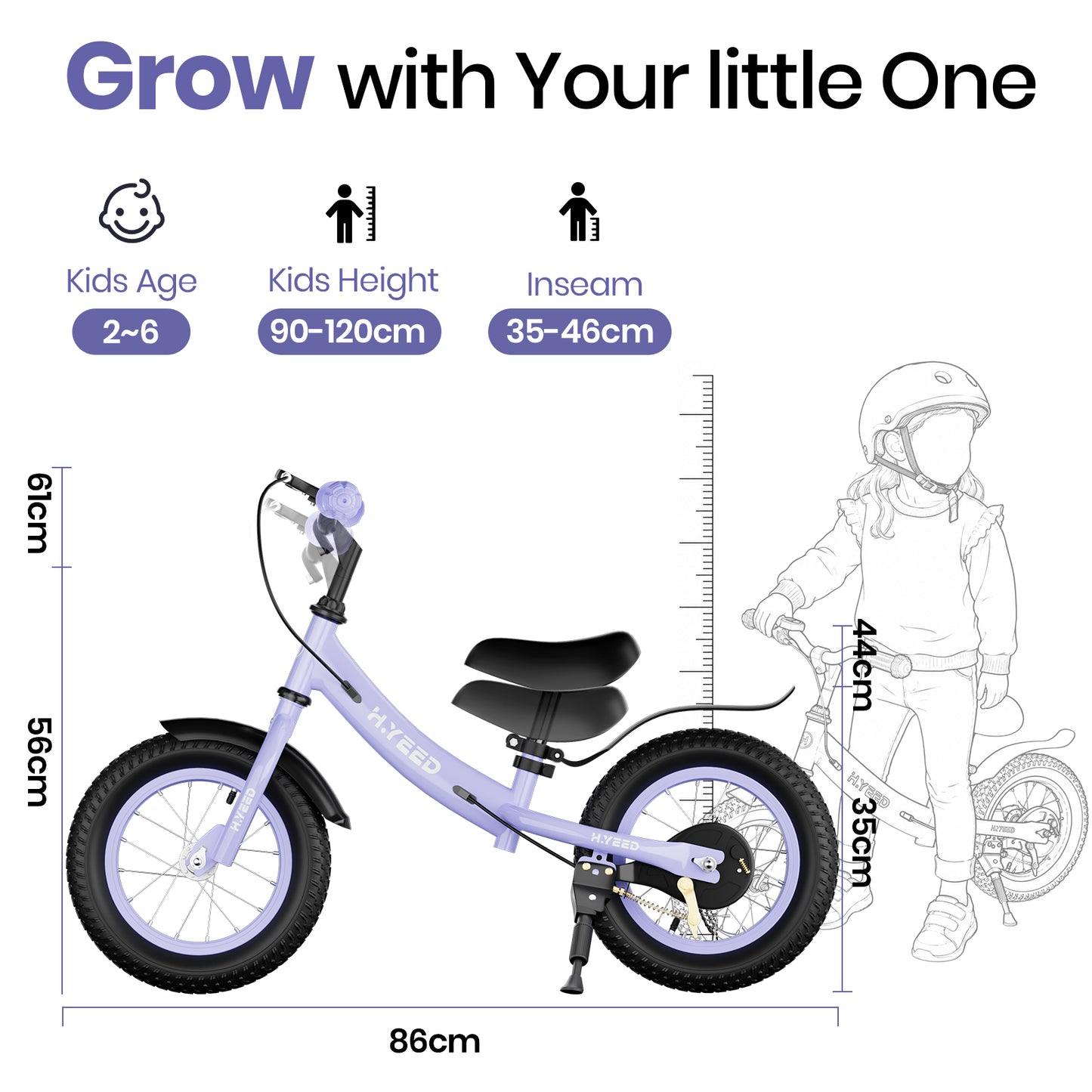 12 Inch Kids Balance Bike with Handbrake