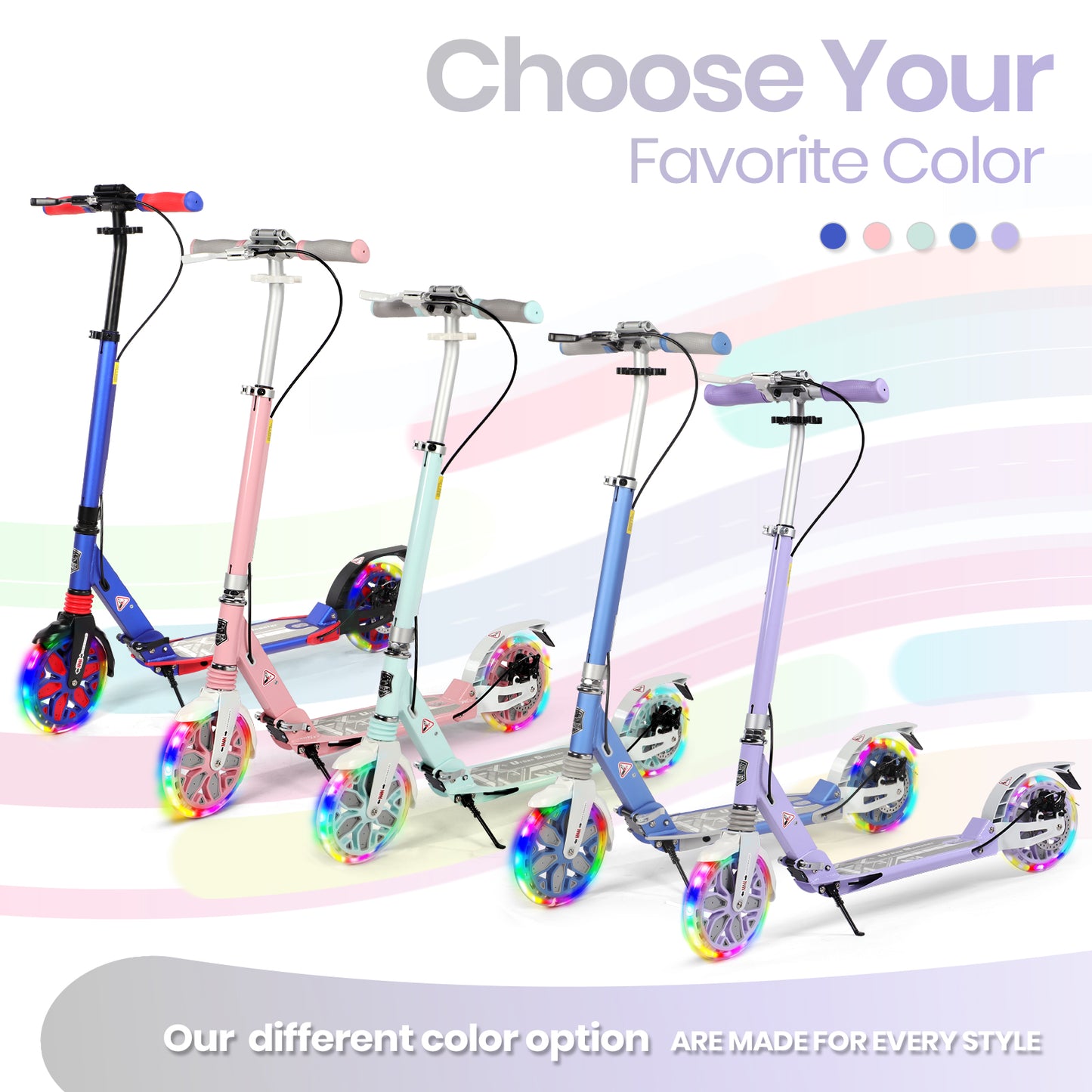 Birtech Light Up Kick Scooter with Disc Brake Light Purple