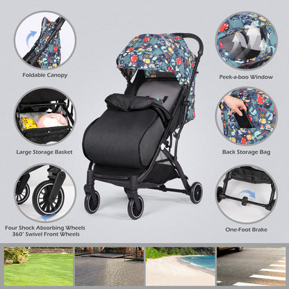 Lightweight Baby Pushchair with Footmuff
