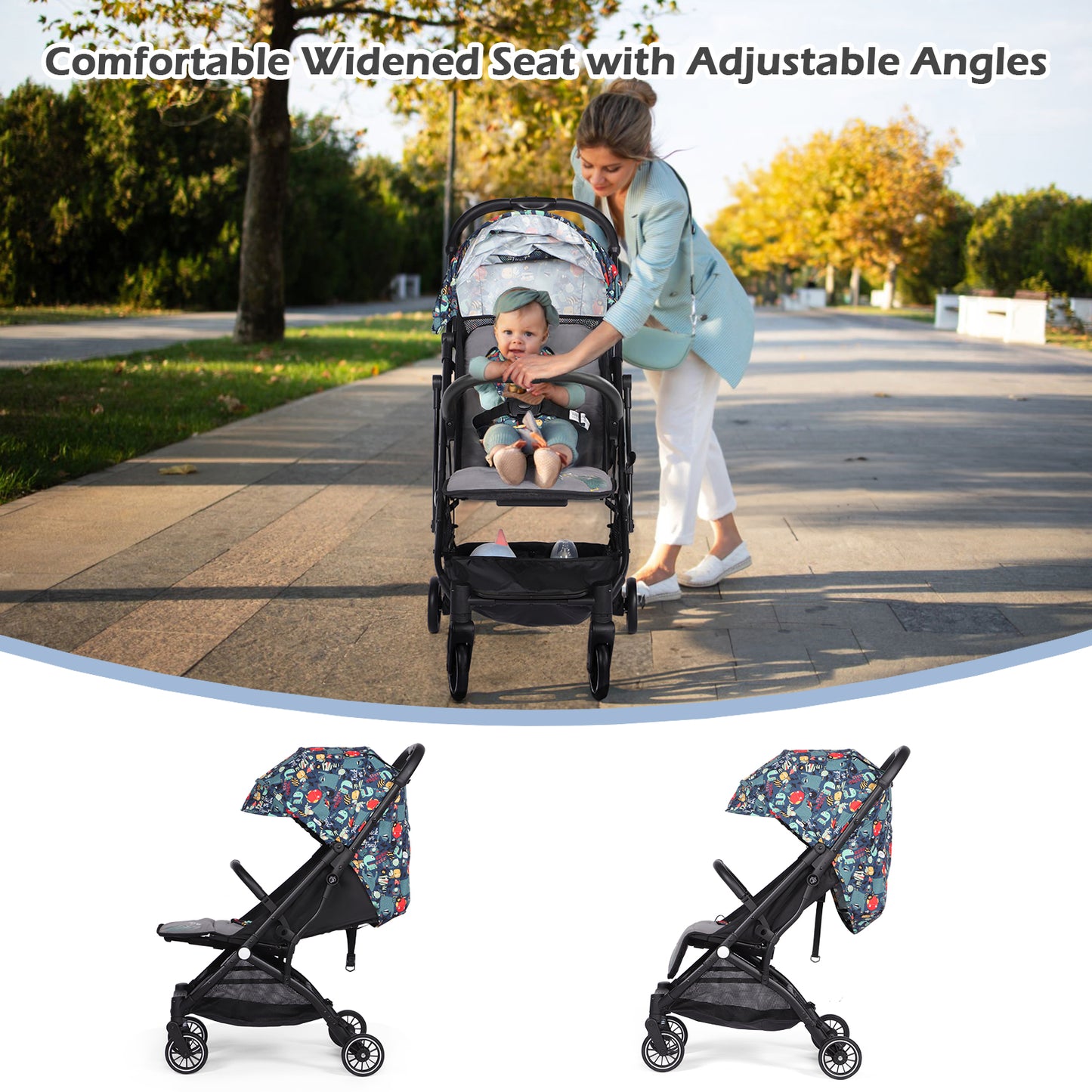 Lightweight Baby Pushchair with Adjustable Seat