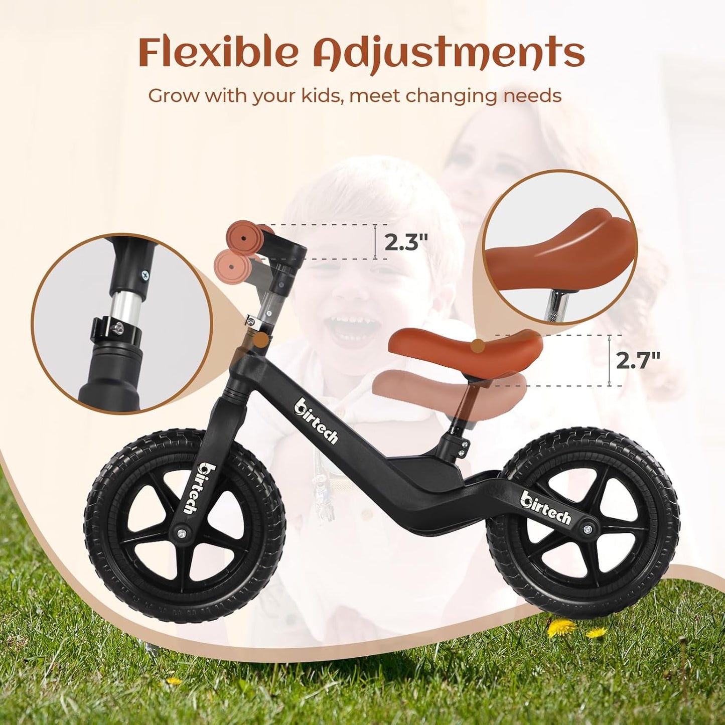 Birtech 12" Balance Bike without Pedal Nylon Frame