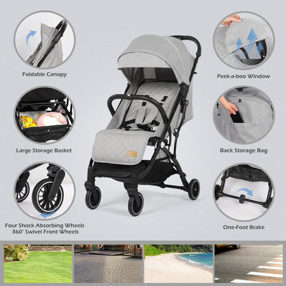 Lightweight Baby Pushchair with Adjustable Seat