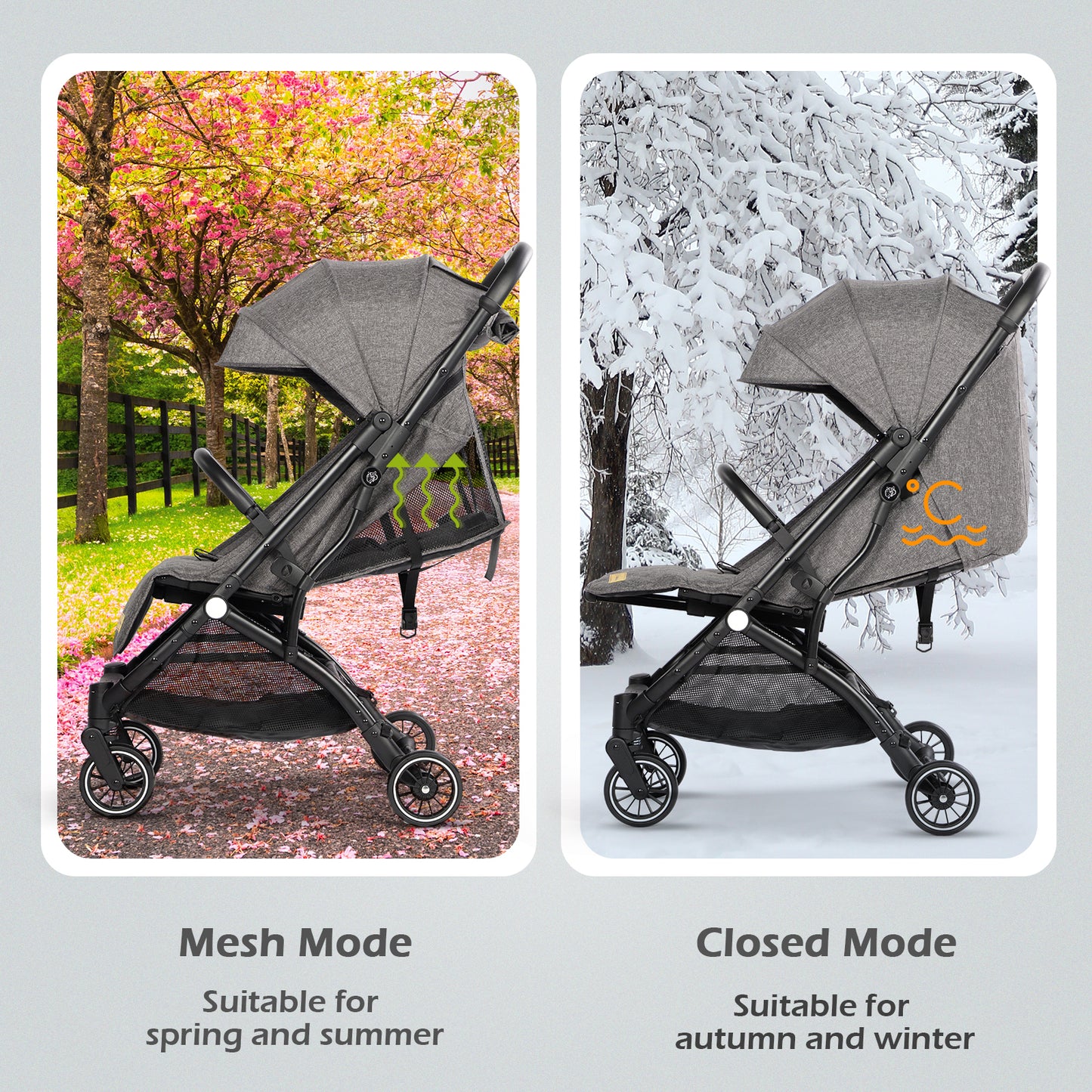Lightweight Baby Pushchair with Adjustable Seat