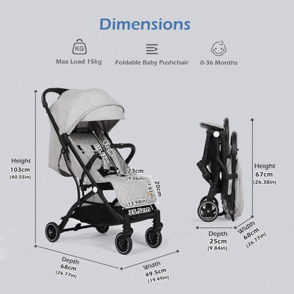 Lightweight Baby Pushchair with Adjustable Seat