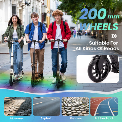 H.yeed Light Up Kick Scooter with Disc Brake Black