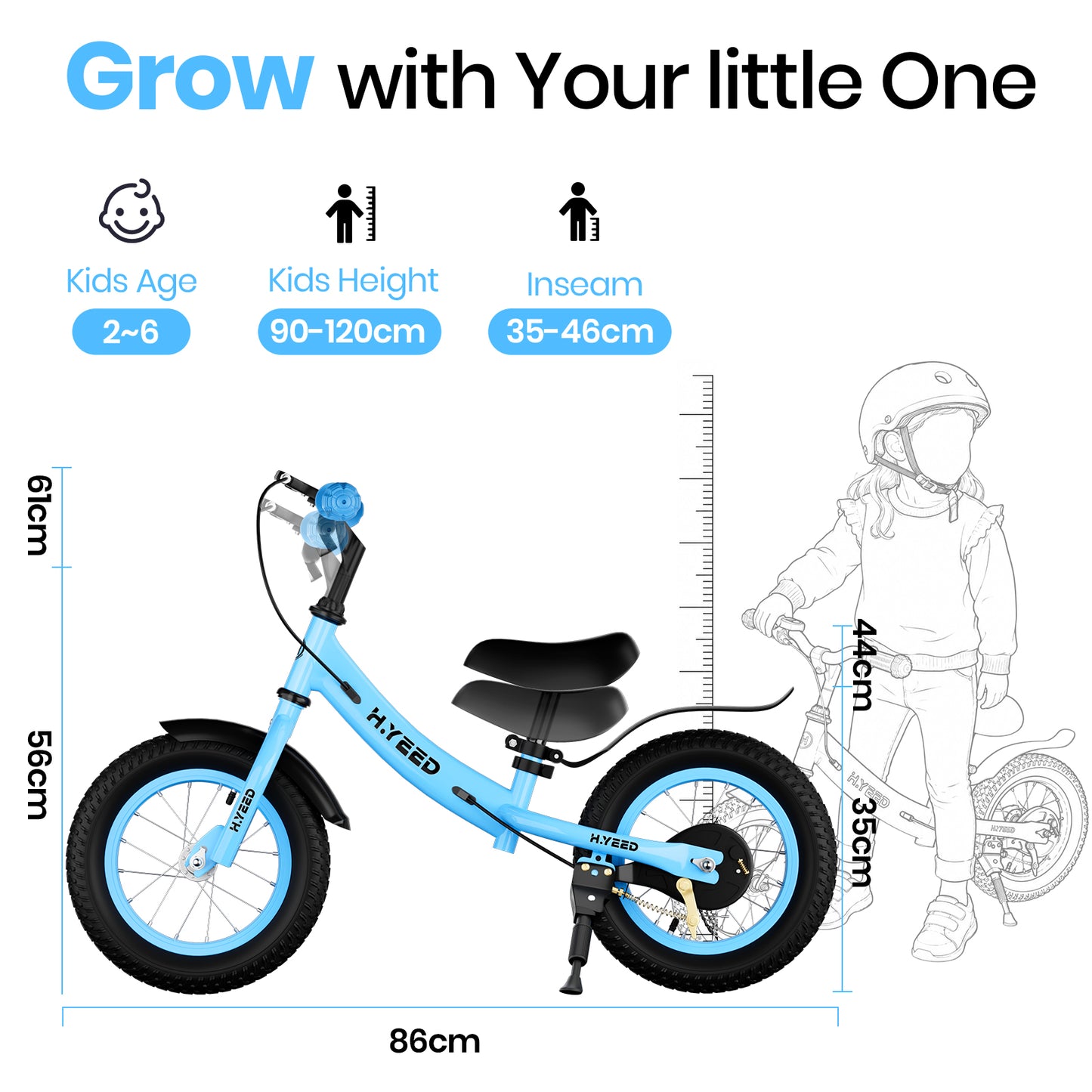 12 Inch Kids Balance Bike with Handbrake